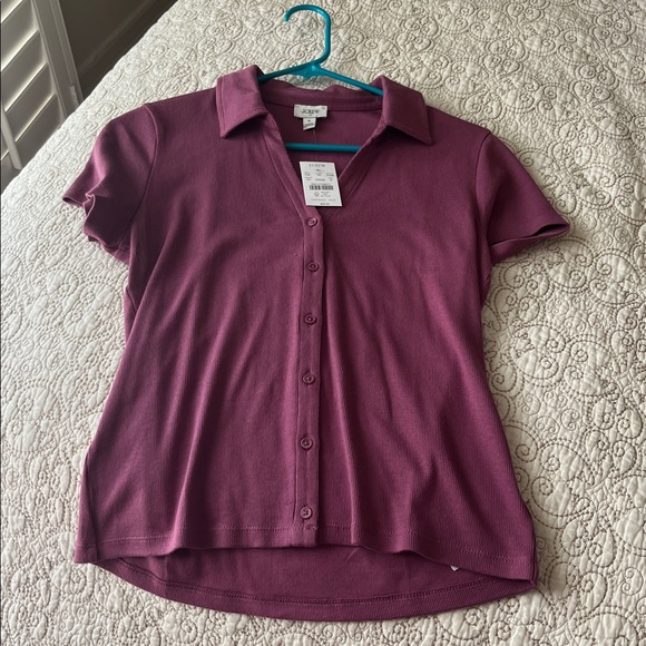 J. Crew Ribbed Button-Up Polo Top - Picture 5 of 6